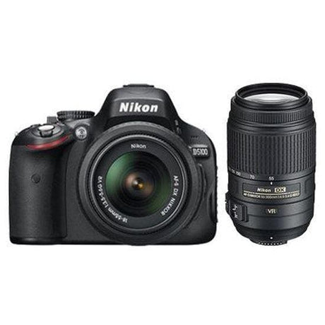 D5000 SLR - Black + Nikon AF-S Nikkor DX VR 18-55mm f/3.5-5.6 VR + AF-S Nikkor DX 55-200mm f/4-5.6G ED VR f/3.5-5.6 + f/4-5.6 