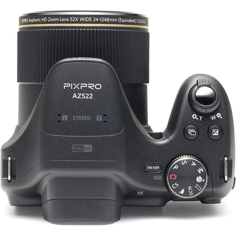 PixPro AZ525 - Black + Kodak PixPro Aspheric HD Zoom Lens 52x Wide 24-1248mm f/2.8-5.6 f/2.8-5.6 