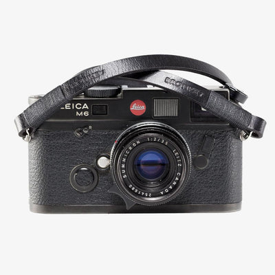 Tokyo #104 - Black & black leather camera strap