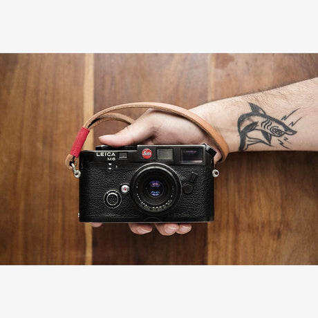 Tokyo #203 - Tanned & Red leather camera strap